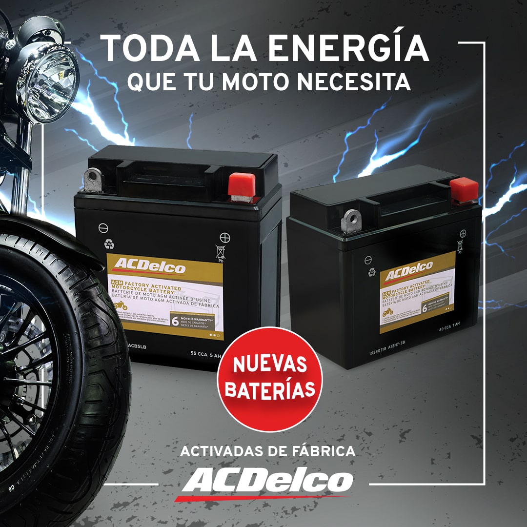 ACDelco Méico, banner de nuevos lanzamientos baterías para motos página de inicio